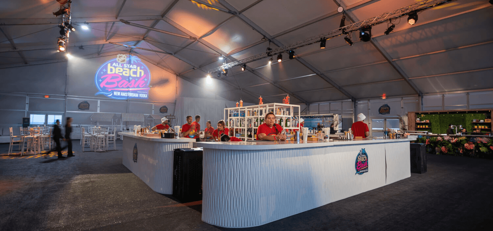 Eventure - NHL All Star 2023 tent with bar stands
